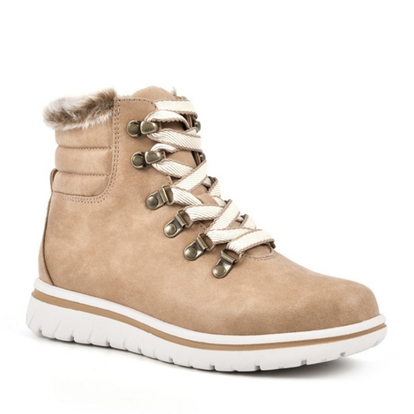 Cliffs by White Mountain Womens Hallett Lace-Up Booties, WHITE, Size 8 - Picture 5 of 5